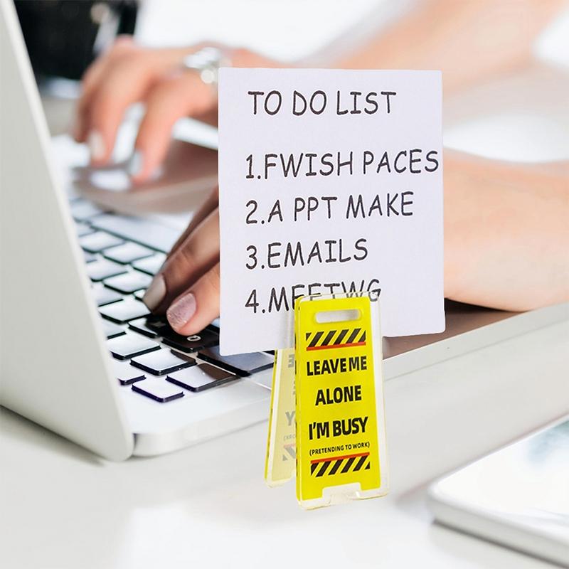 Acrylic Desk Sign "Leave Me Alone, I'M Busy" Humorous Office Decor Unisex Gift For Coworkers Desktop Ticket Clip