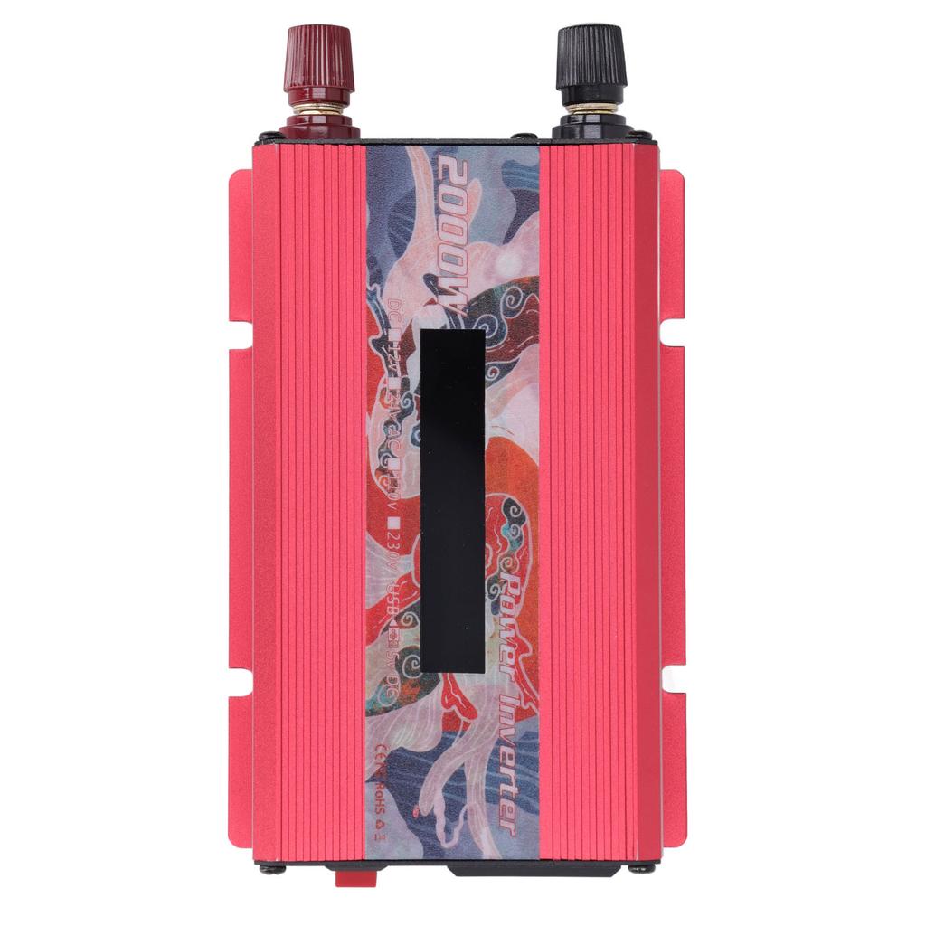Car Power Inverter DC to AC Fast Heat Dissipation LCD Display 2.0 USB Port Solar Sine Wave Car Power Inverter 2000W Red