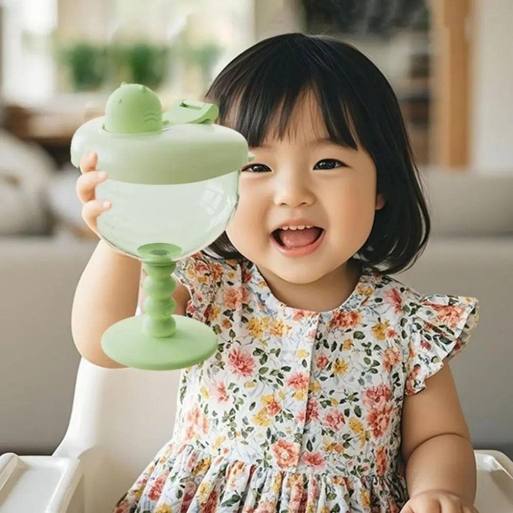 Plastic Baby Beverage Mug Leak-proof Goblet Cup Portable High-heel Cup Travel