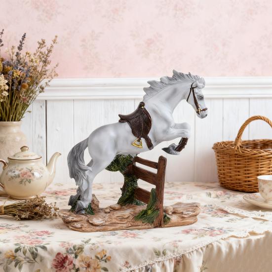 Running Horse Statue Miniature Pony Figurine Resin Simulation Animal Sculpture Home Office Bookshelf Decoration Ornament