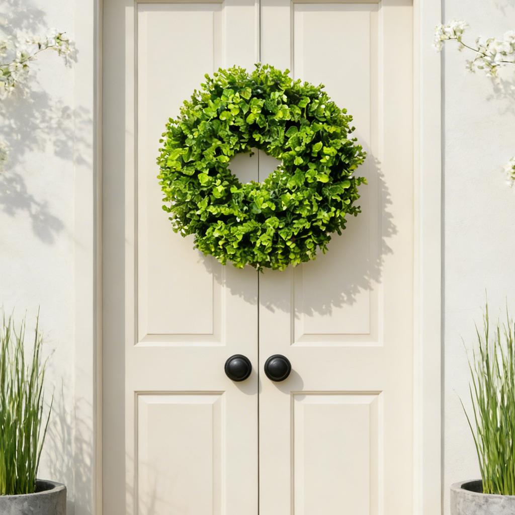 Simulation Of Frost Grass Vine Circle Bottom With Green Plants, Water Grass Vine Circle Flower Wreath