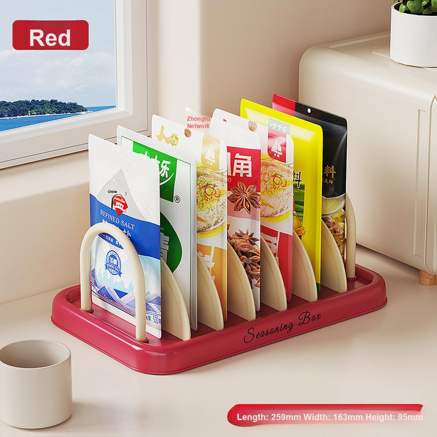 

Kitchen Storage Shelf Foldable Tabletop Bowl Dish Draining Rack Home Multi-Functional Spice Organizer 259*163*95mm червоний
