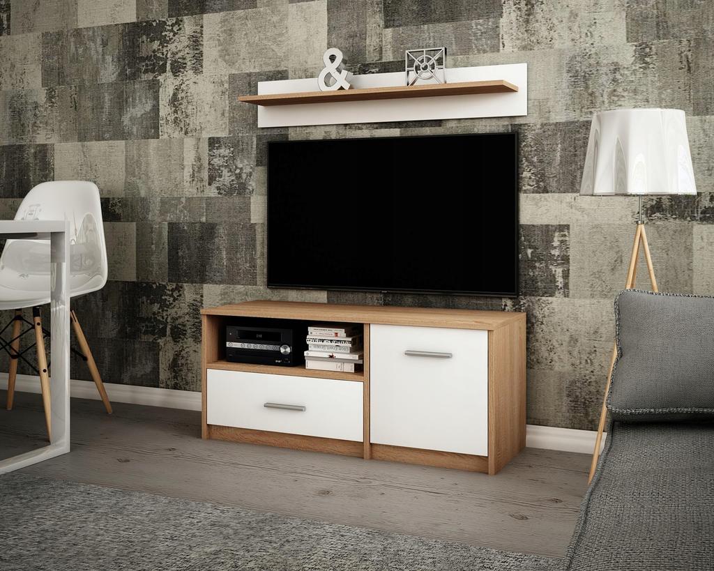 Tv Table Cabinet Bodo 1D1S White-Sonoma Shelf
