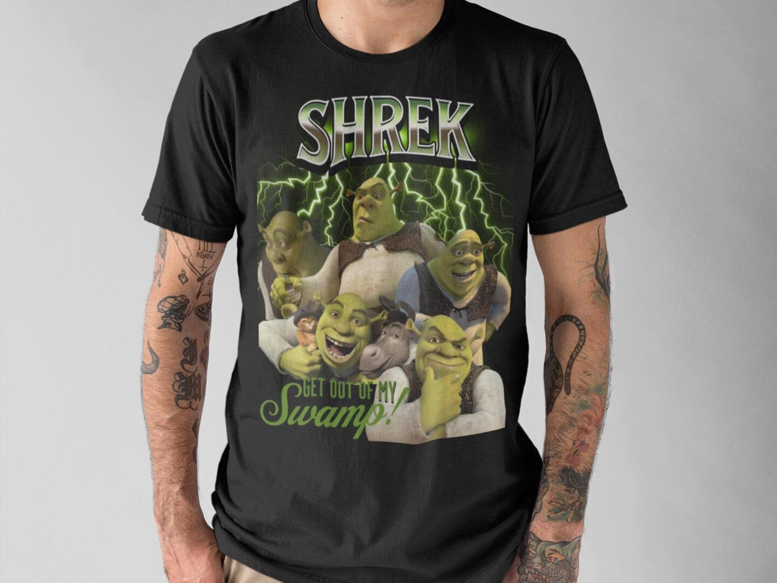 Shrek Get out of my swamp! Shrek Face Meme Shirt Funny Girls Shirt, Shrek Funny Shirt, Shrek Trending Tee Retro Vintage Style Gift for Her 2XL