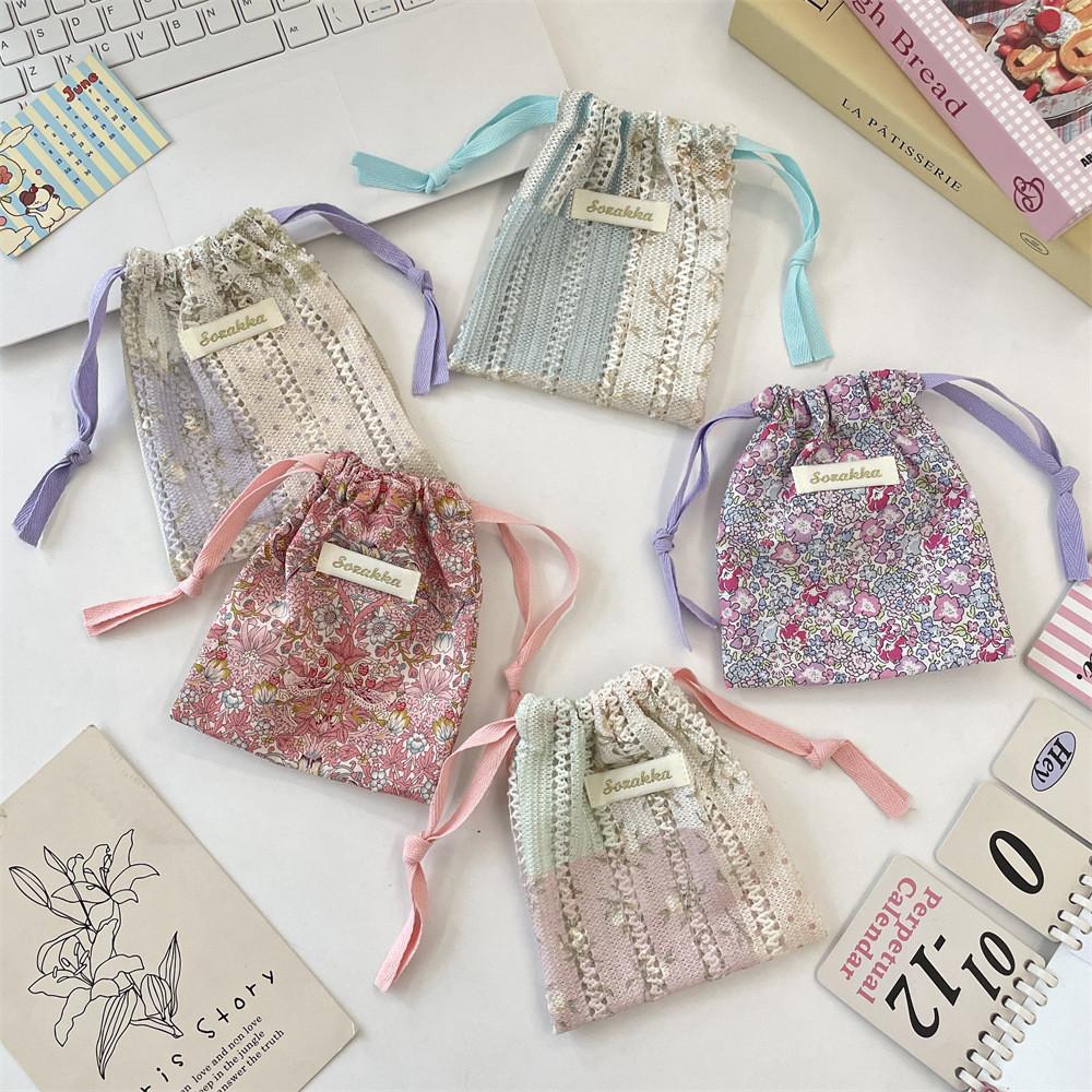 Travel Cosmetic Organizer With Printed And Drawstring Design For Makeup And Skincare Storage