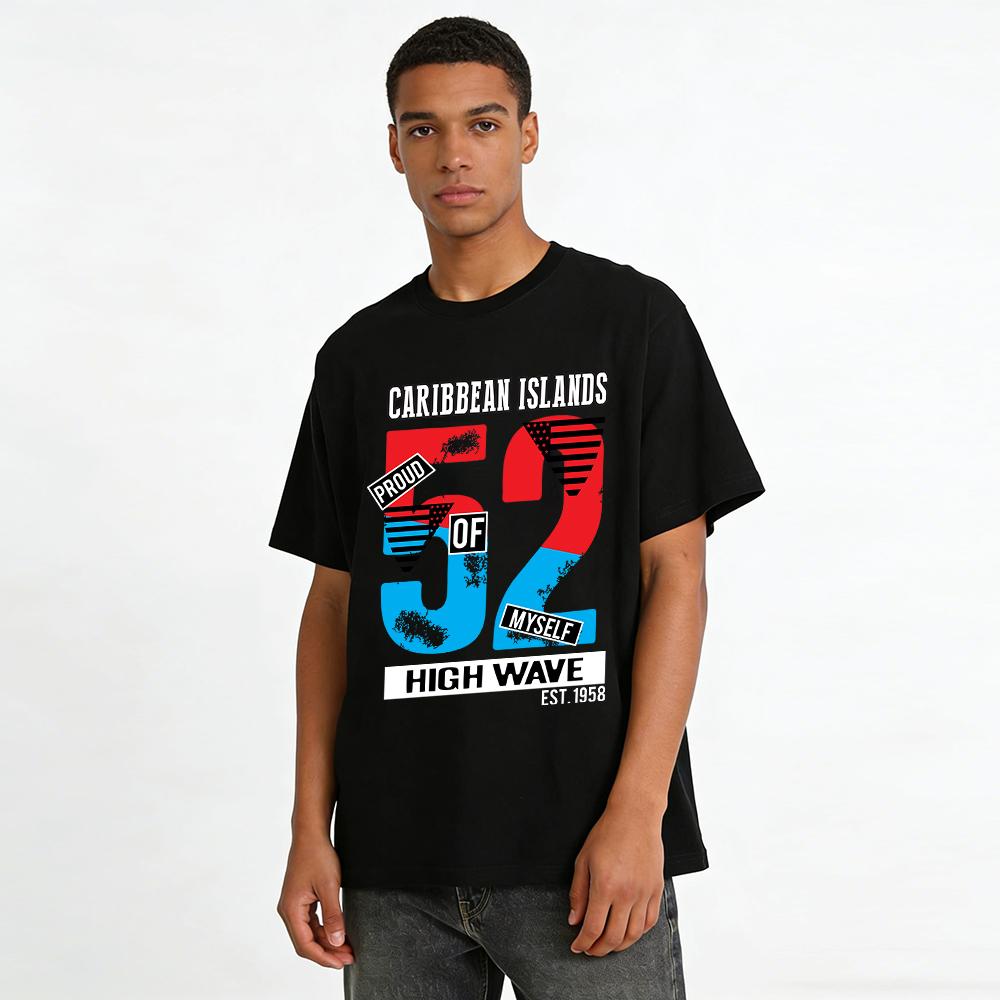 Caribbean Islands 52 Proud Of Myself High Wave Distressed Tee Pure cotton T-shirt