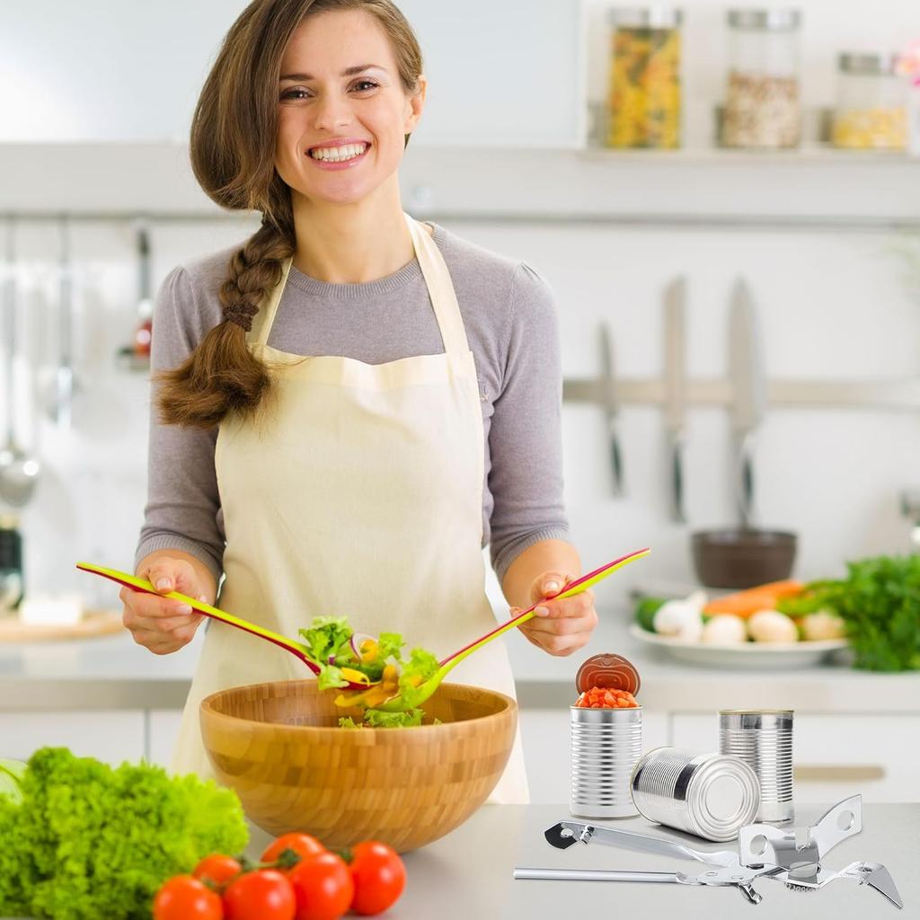 2 Pack Can Opener Manual, Safety Commercial Smooth Edge Can Opener, Heavy Duty Stainless Steel Hand Held Canned Open, Small Side Cut abrelatas,