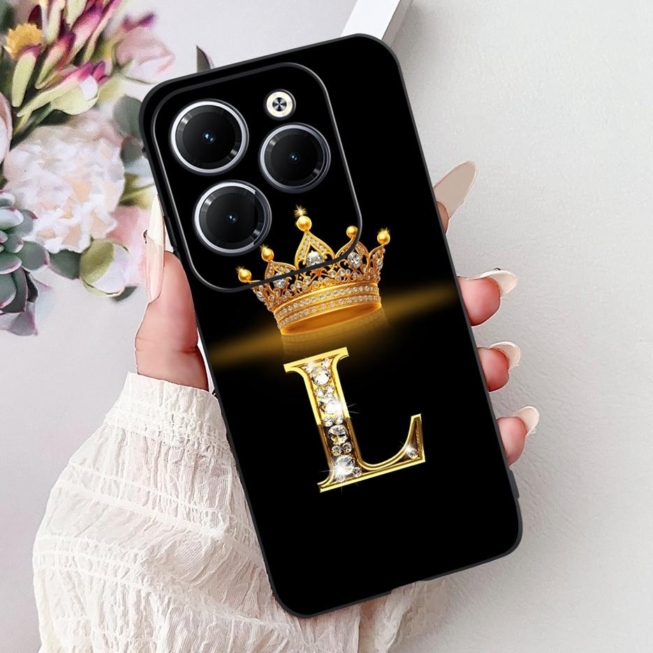 Pro pouzdro Infinix Hot 40 Pro X6837 Luxusní kryt s písmeny a korunkou Měkké silikonové pouzdro na telefon Pro Infinix Hot 40i Hot40 Pro Hot40i