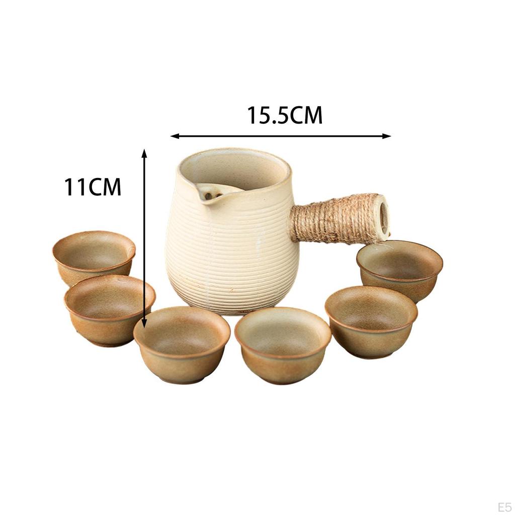 450ml Ceramic Teapot for Boiling Water Porcelain Tea Pot with Rope Wrapped Handle Outdoor