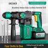 Green Forest 21V Brushless Cordless Rotary Hammer Drill CN Plug (adapter Included)