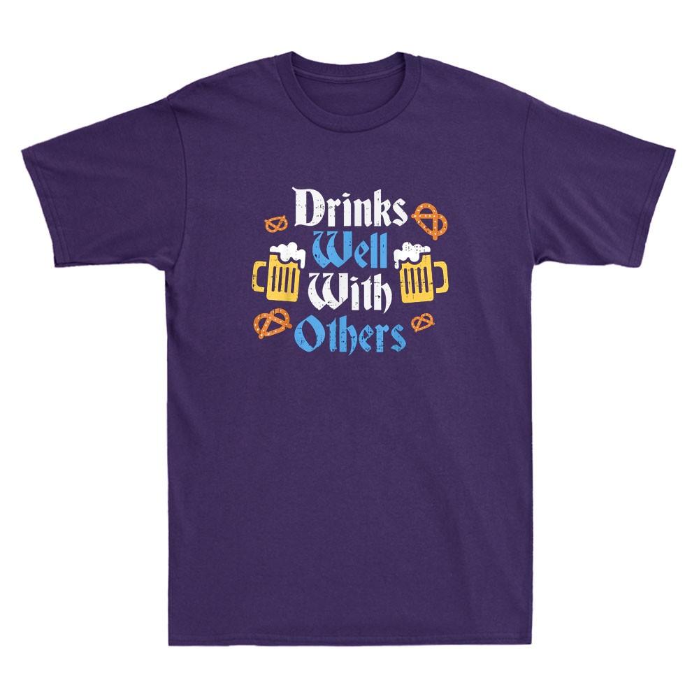 Drinks Well With Others Funny Oktoberfest Drinking Quote Vintage Unisex's T-Shirt