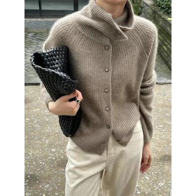 Autumn and Winter Fashion Warm Ladies Turtleneck Sweater Cardigan, Temperament Loose Thick Line Thickened Ladies Bottoming Sweater Jacket
