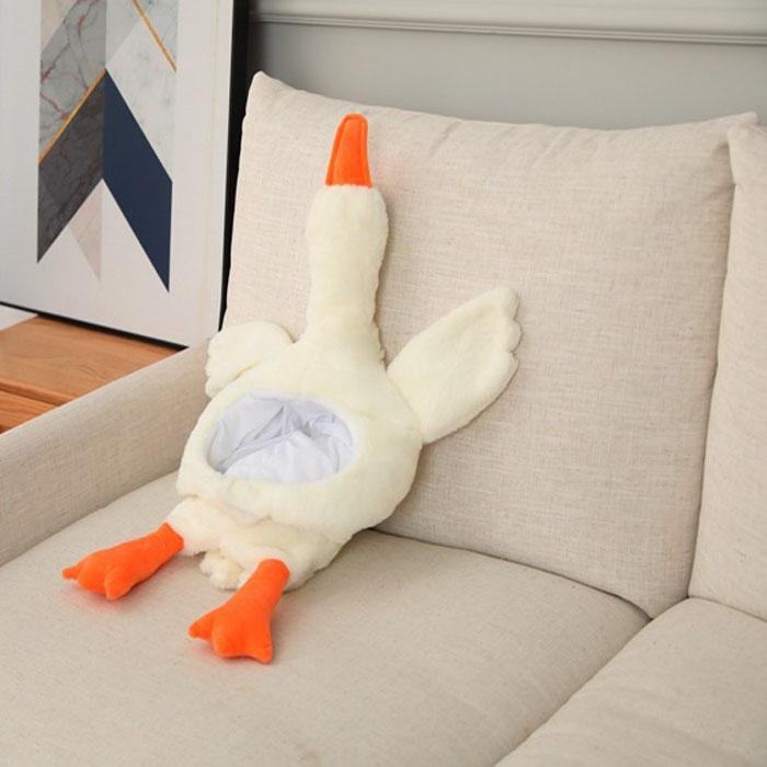 Funny White Goose Plush Head Hat, Cartoon Animal Headgear for Photography Cosplay Party Shooting Props