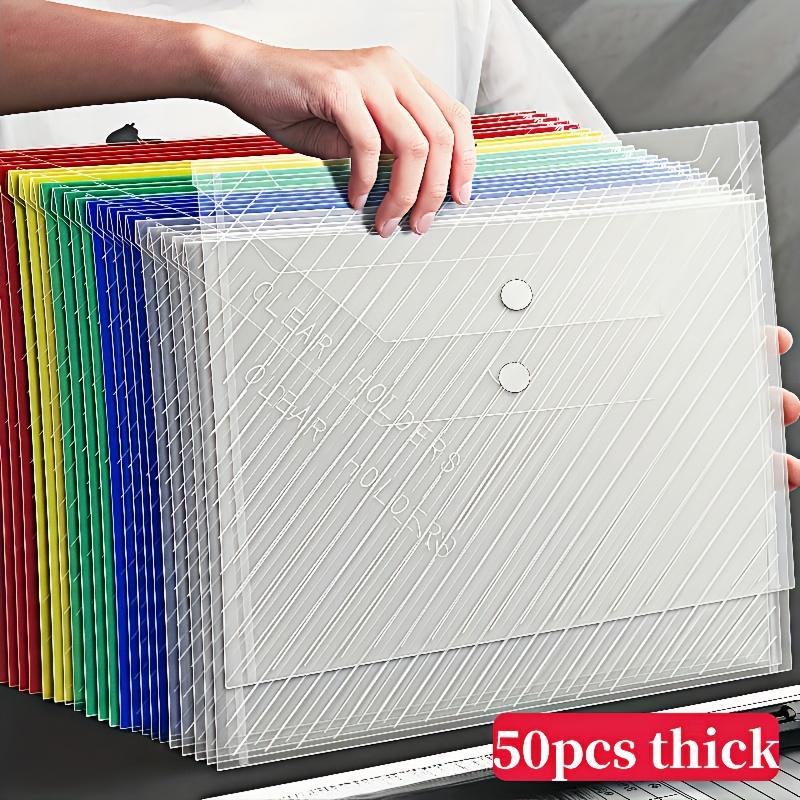 

10pcs file folders Clear A4 File Bags - Mixed Color & White, Button Closure Storage Organizer for Office & School