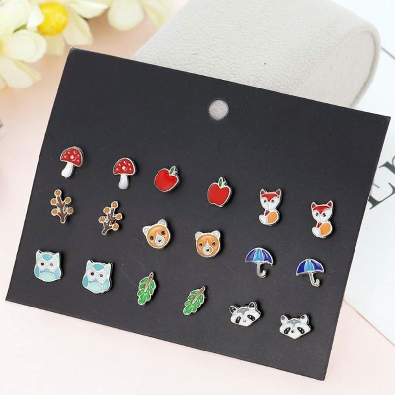 Animals Earrings 30 Pairs Small Mixed Bee for Frog Mushroom Daisy Stud Earrings Fashion Jewelry Charms Gift for Kids Fri
