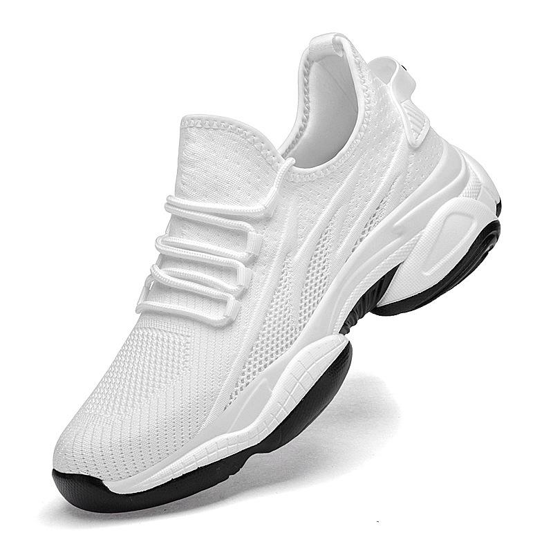 8219 Men's Height-Boosting Flyknit Running Shoes with Thick Platform Sole - Breathable Mesh, Casual, Spring/Summer Sports Sneakers