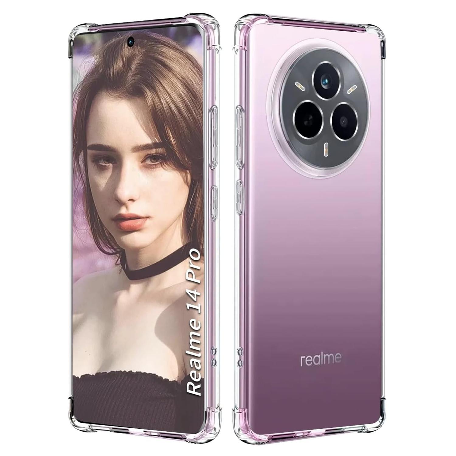 

Прозрачный чехол из ТПУ для Realme 14 Pro 5G 14 Pro+ Plus Защитная крышка Четырехсторонний противоударный бампер Coque Fundas Realme 14 Pro+ прозрачный