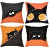 Cute Black Cat Pattern Orange And Black Throw Pillows Polyester pillowcase, sofa decorative cushion cov Headboard Pillow