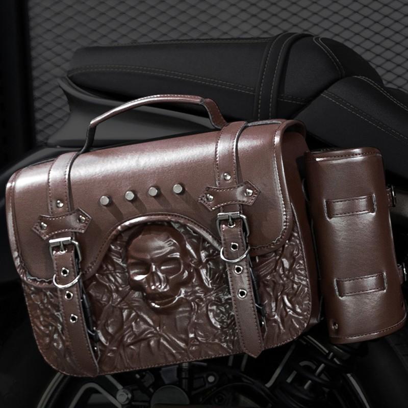 Sacoche latérale pour moto avec clous tête de mort Design Personnalisation Harley Style Rocker Accessoire de Touring