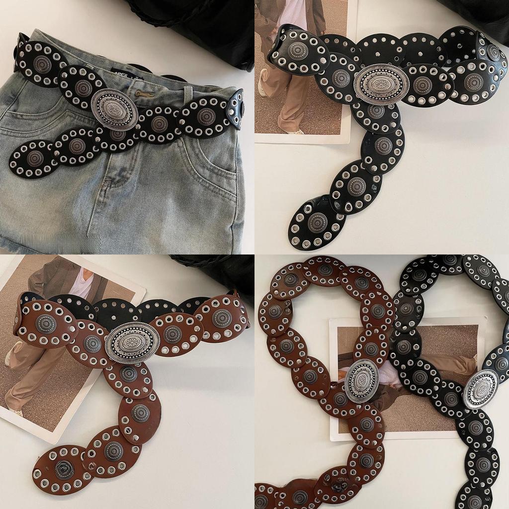 Curea de piele vintage western pentru cowgirl cu cataramă metalică pentru rochii boho