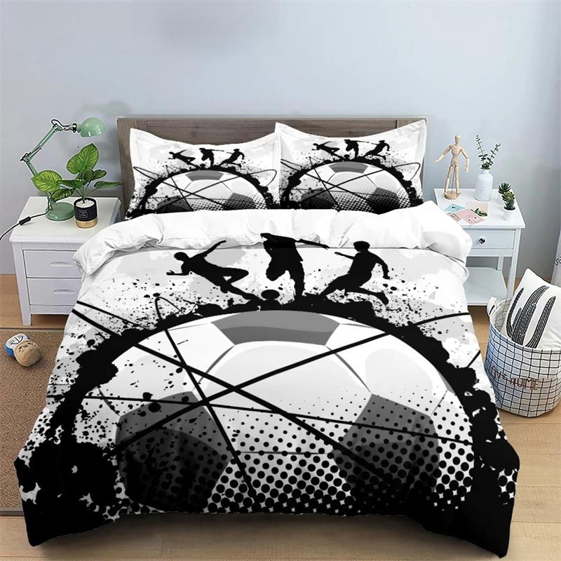 Fotboll Sängkläder Set 3D Fotboll Barn Påslakan Enkelt Dubbelt Sport Pojke Hemtextil Täcke Nordiska Överdrag för Säng King Full