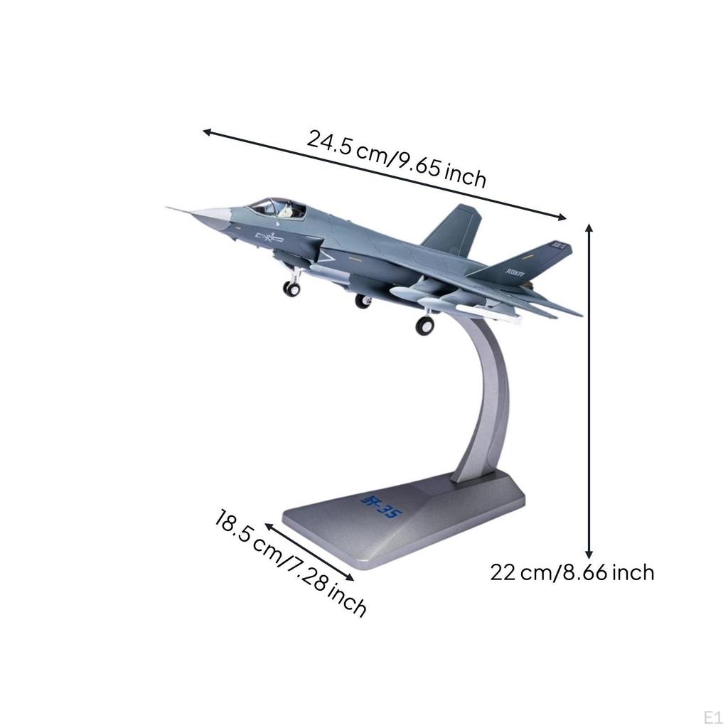 J-35 Model 1:72 Scale Diecast Plane with Display Stand Metal for Desk, Bookshelf