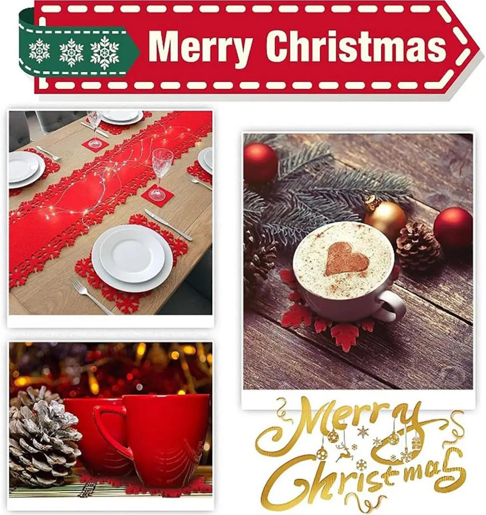 50PCS Christmas Placemat Christmas Snowflake Table Mat Restaurant & Hotel Tableware Placemat Christmas Tableware Decoration
