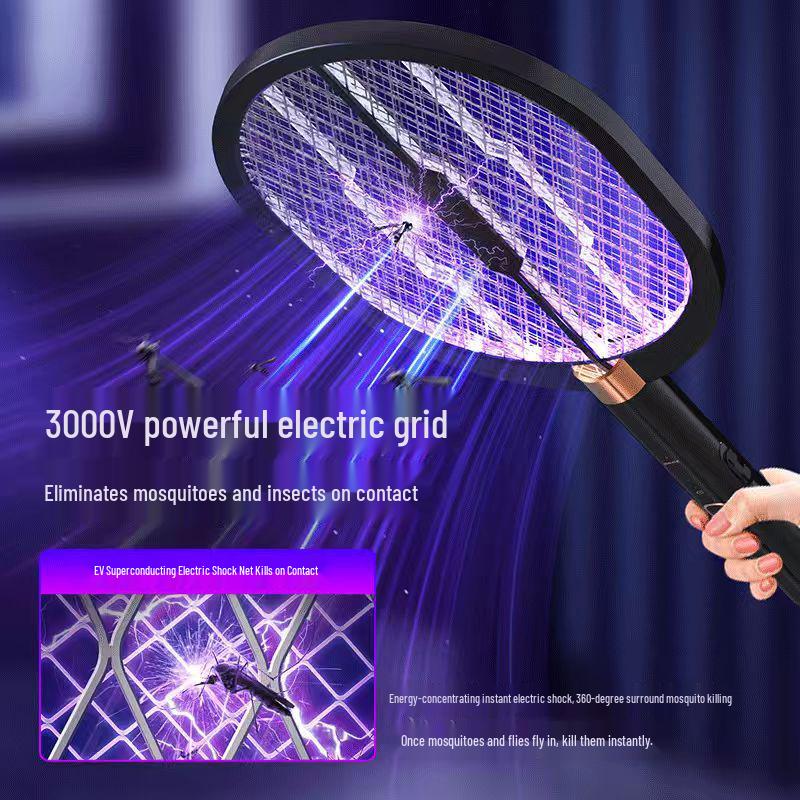 Rechargeable Electric Mosquito Swatter & Lamp: Two-in-One Outdoor Fly and Mosquito Killer for 2026 Hot Sale.