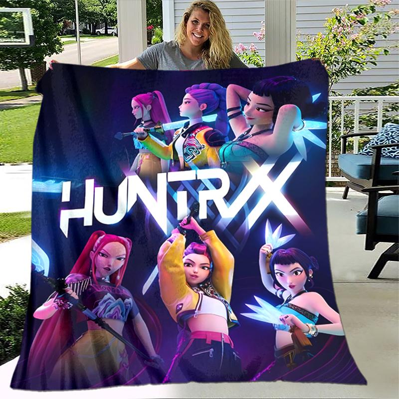 1pc Blanket Kpop Hunter5 Print Design, Lightweight Blanket for Sofa, Bed- Soft &Warm, Gift for All Seasons like Christmas, Halloween