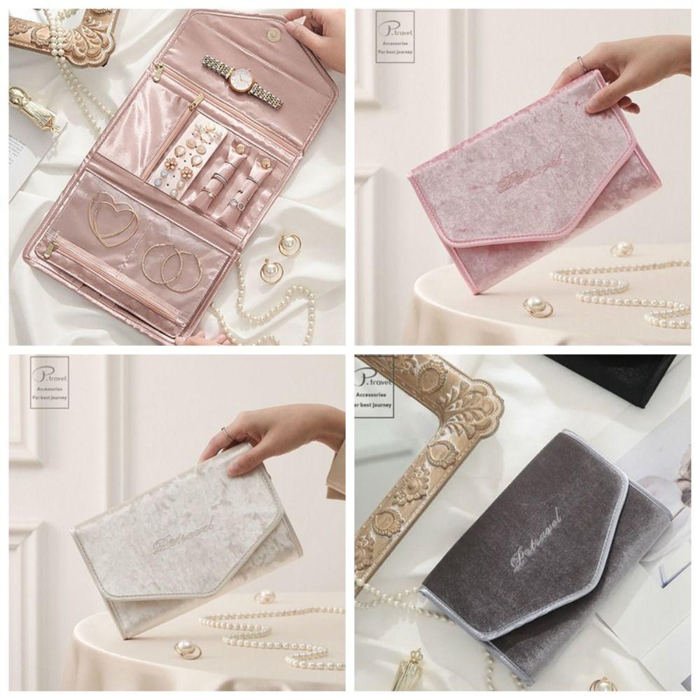 Multifunctional Necklace and Earring Organiser Roll Travel Jewelry Organizer Jewelry Case Travel