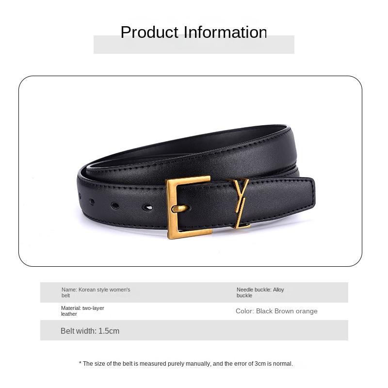 New Women's Belt Genuine Leather Gold Needle Buckle Versatile Jeans Fashion Decoration Designer Women's Belt