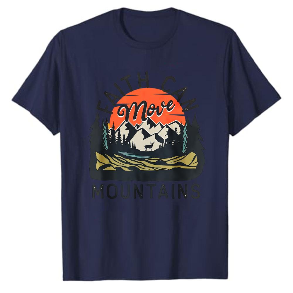 Faith Can Move Mountains Scenic View Unisexs Christian Short Sleeve Tshirt Graphic Tee Adult Clothing Breathable Shortsleev Tops