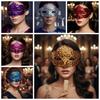 Crystal Venetian Mask Crowned Half Facepiece Carnival Visor Party Eyemask  Mardi Gras
