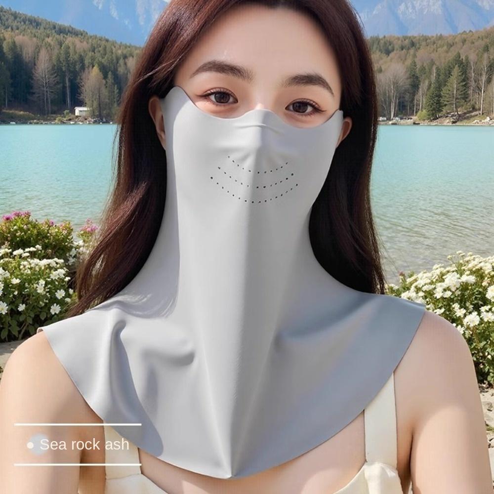 Detachable Face Mask Breathable Facial Gini New Ice Silk Sunscreen Mask  Summer