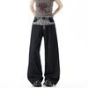Warrior High-End Denim Straight Leg Wide Leg Pants With Button Design Unisex Pants X-26CE060701