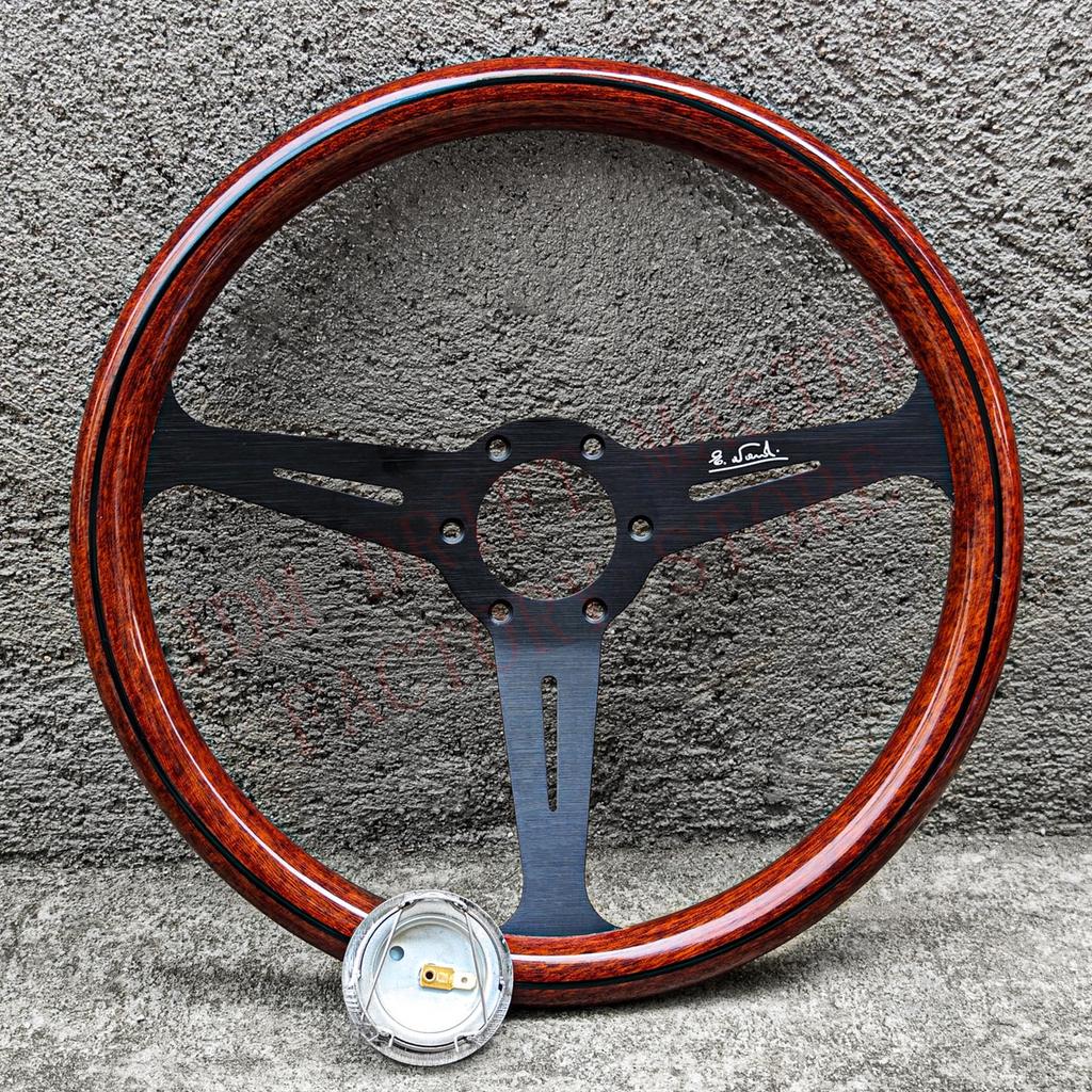 14 Zoll 358mm Klassisches Holzlenkrad Universelles Rennsport-Sportlenkrad 74mm Lochkreis