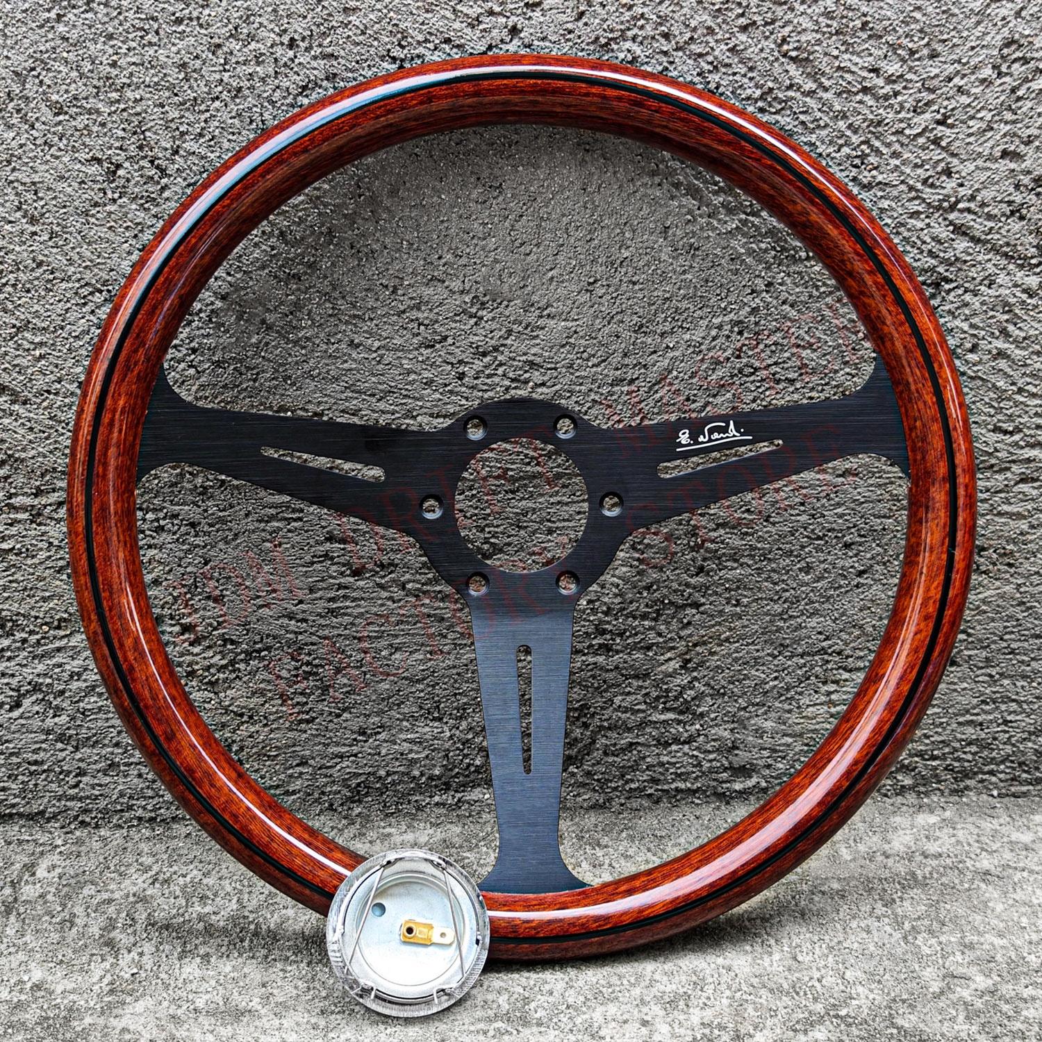 14Inch 358mm Classic Wood Steering Wheel JDM Racing Sport Steering Wheel Car Accessories Black with Line