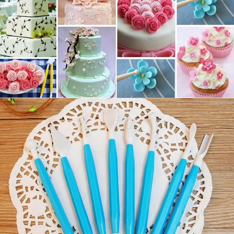 8Pcs/Set  Manual Fondant Cake Carving Knife Kits Baking Decorating Tools Decoration Modelling DIY Tools