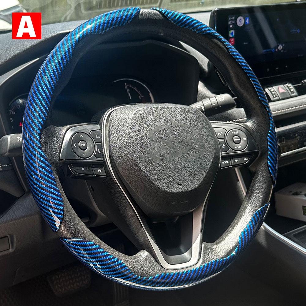 1Pair Car Steering Wheel Covers Booster Micro Fiber Leather Auto Interior Decorative Accessories Universal Carbon Fiber Looking