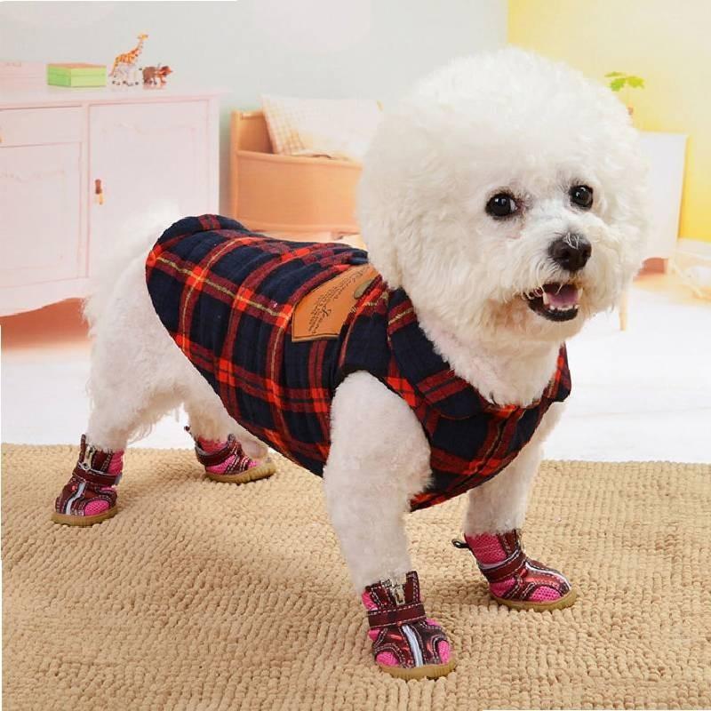 Rutschfeste Robuste Sohle Hundeschuhe Für Pudel Und Teddyhunde Warm Und Gemütlich In Rosarot Und Blau