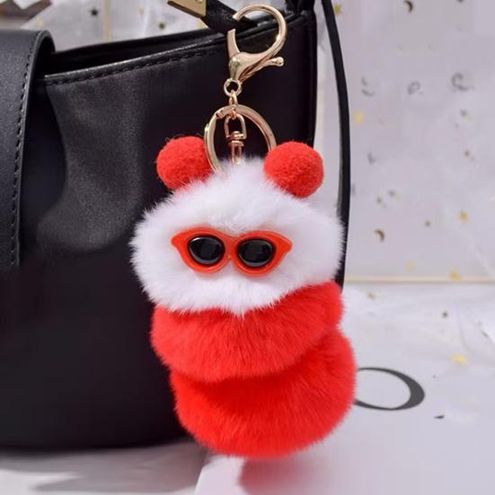 Keychain Pendant Cartoon Plush Caterpillars Charm Key Chain Hanging Ornament Decorative Pendant Wallet Backpack Car Keys