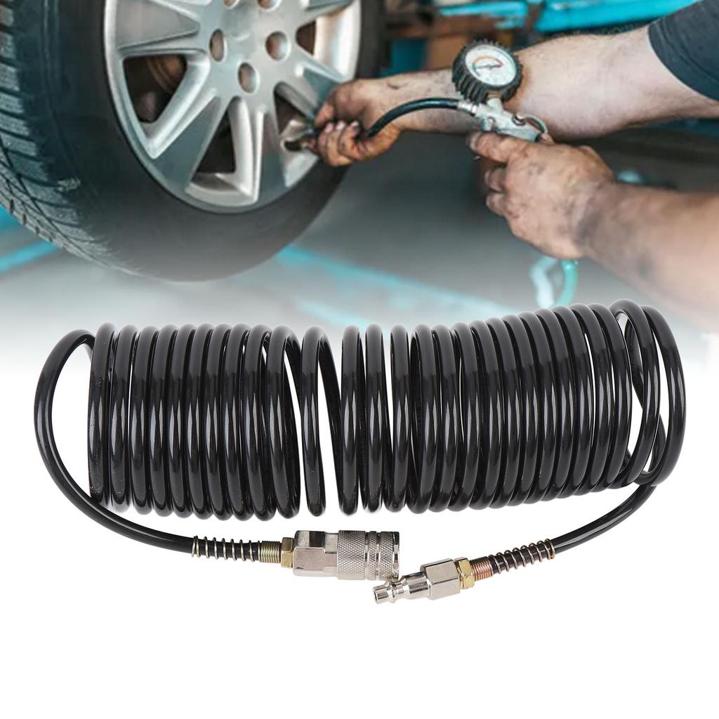 Spiral   Hose 1/4 Inch ID 16.t Length PE Copper Non Tangling Anti Twisting Lightweight Compressed   Hose