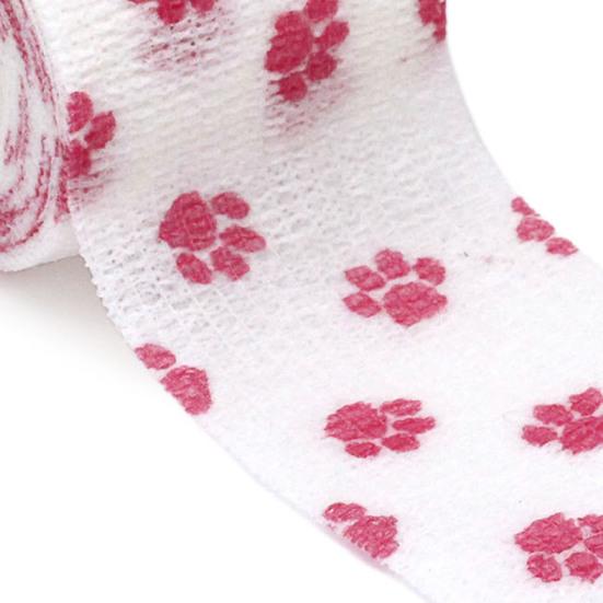 Yousheng 10Pcs Paw Print Pet Wrap Self-adhesive Non-Woven Fabric Tape Stretchy Comfortable Cat Wounds First Aid Bandage