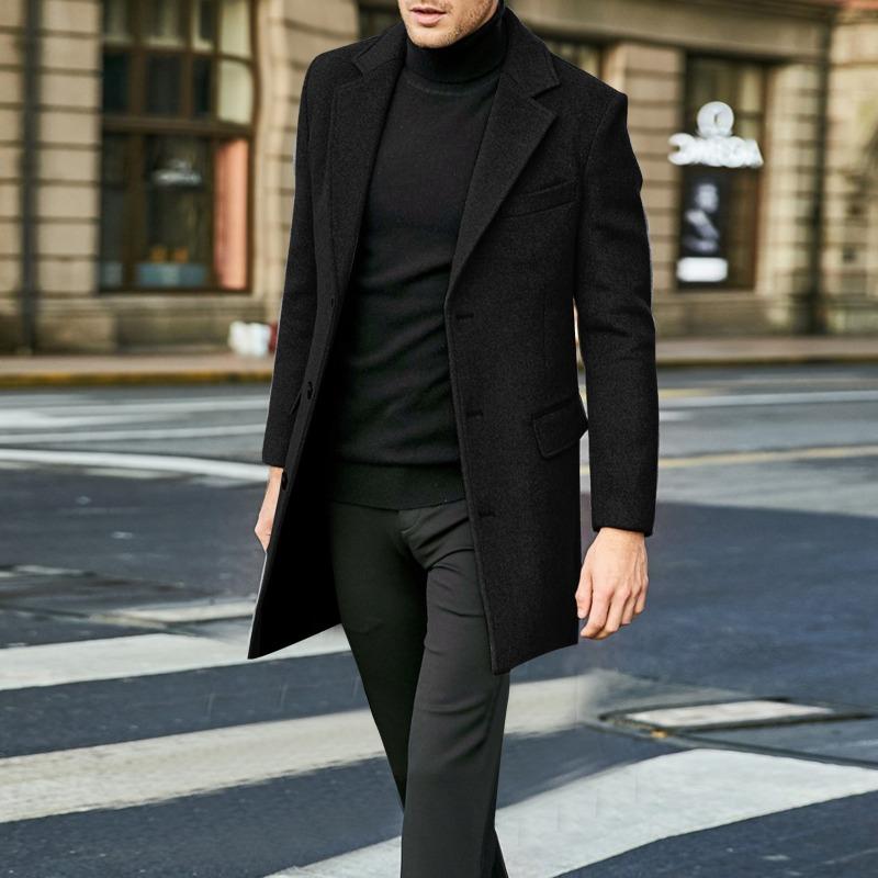 Casual Business Jackets Man Warm Coat Outerwear Streetwear Men British Overcoat Jacket Winter Elegant Long Coat Man Windbreaker