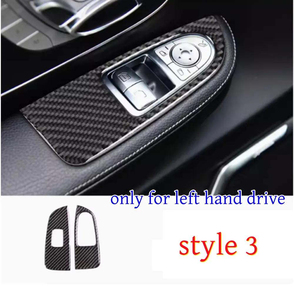 Carbon Fiber Car Interior Central Steering Wheel Window Lifting Button Frame Trim Sticker For Mercedes Benz V Class W447 2015-20
