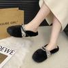 Retro versatile fashion design sense niche Mao Mao shoes women's 2025 autumn and winter new design sense outer wear cotton slippers