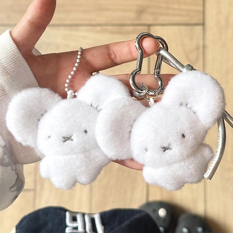 Cute Soft Fluffy Plush White Mouse Keychain Pendant Perfect For Bag Decoration Birthday Gift For Kids Teens Friends