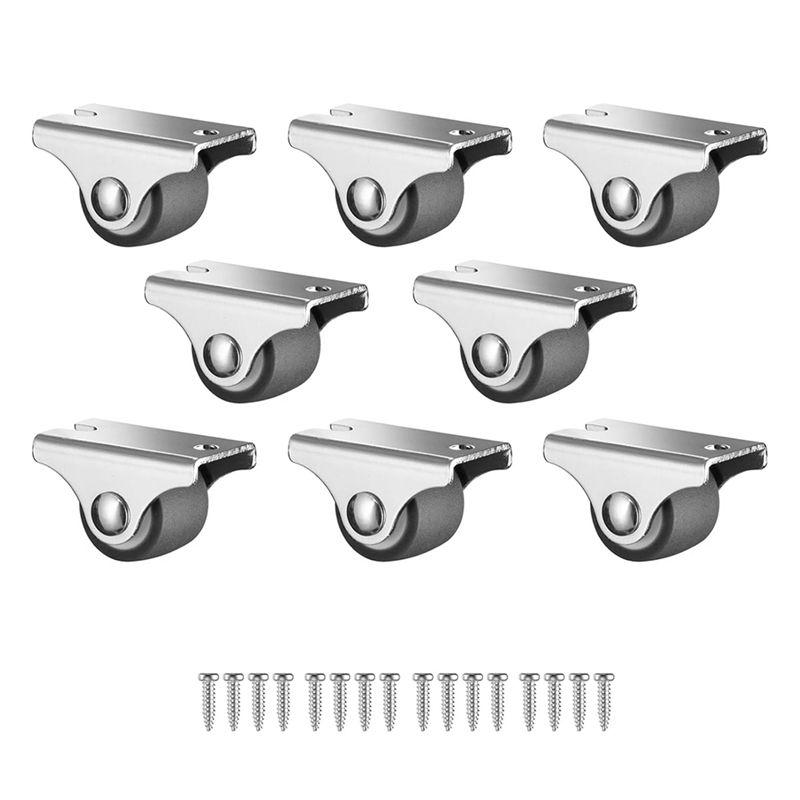 

ABUL-Mini Fixed Caster Wheels ,Low Profile Small Casters With Screws, Silent Rubber Rigid Caster Wheels For Furniture 8 Pack