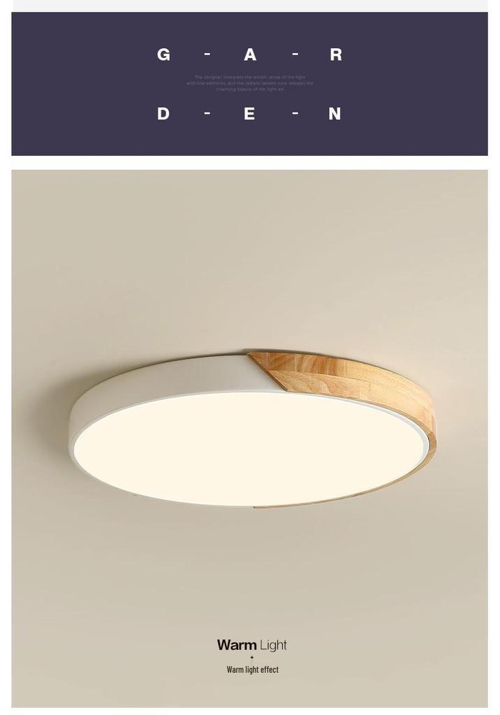 Natural Wood LED Ceiling Lamp for Bedroom and Living Room
