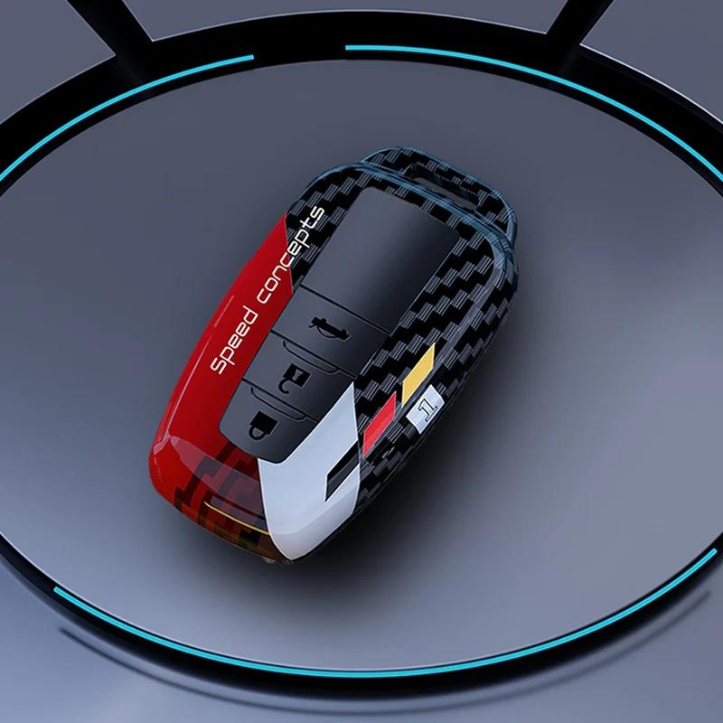 Car Key Case Protector Carbon Abs Key Shell Cover Auto Accessories For Toyota Prius Camry Corolla C-Hr Chr Rav4 Prado